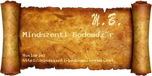 Mindszenti Bodomér névjegykártya